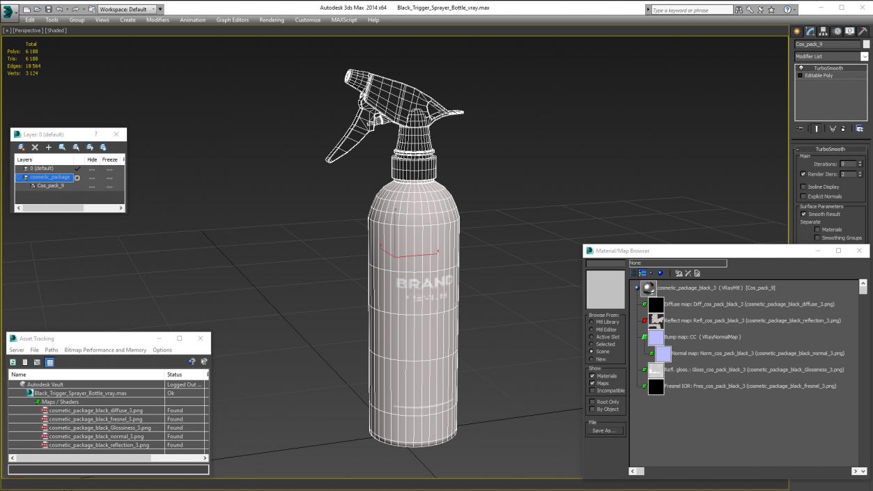 3D Black Trigger Sprayer Bottle model