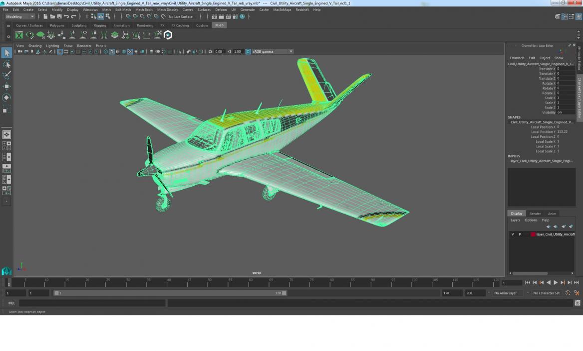 Civil Utility Aircraft Single Engined V Tail 3D model