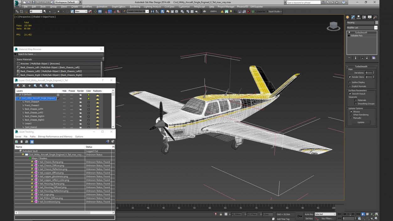 Civil Utility Aircraft Single Engined V Tail 3D model