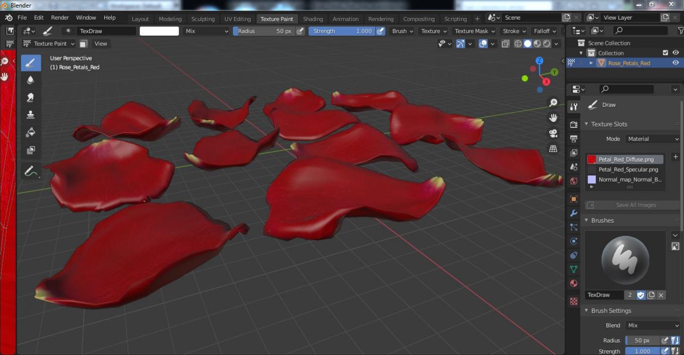 3D model Rose Petals Red