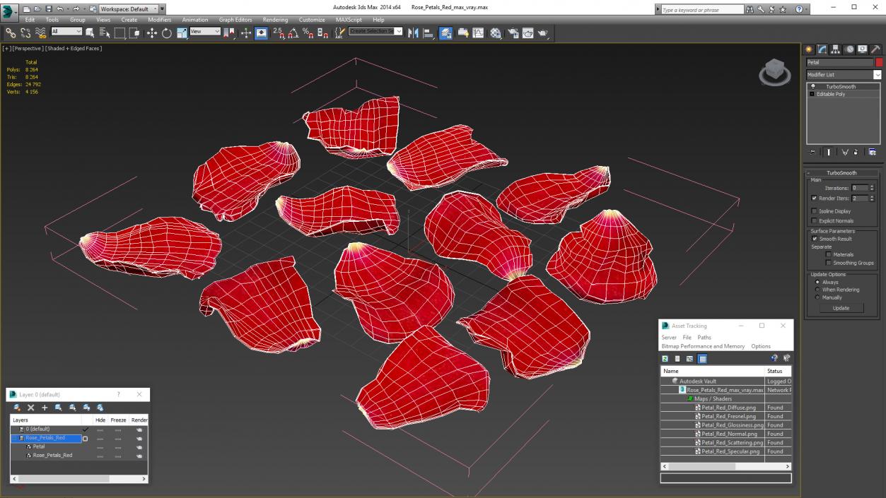 3D model Rose Petals Red