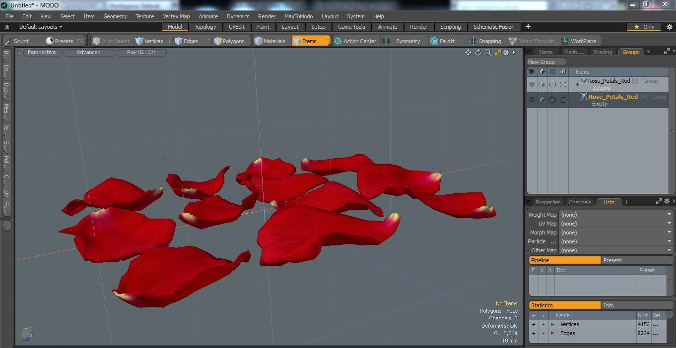 3D model Rose Petals Red