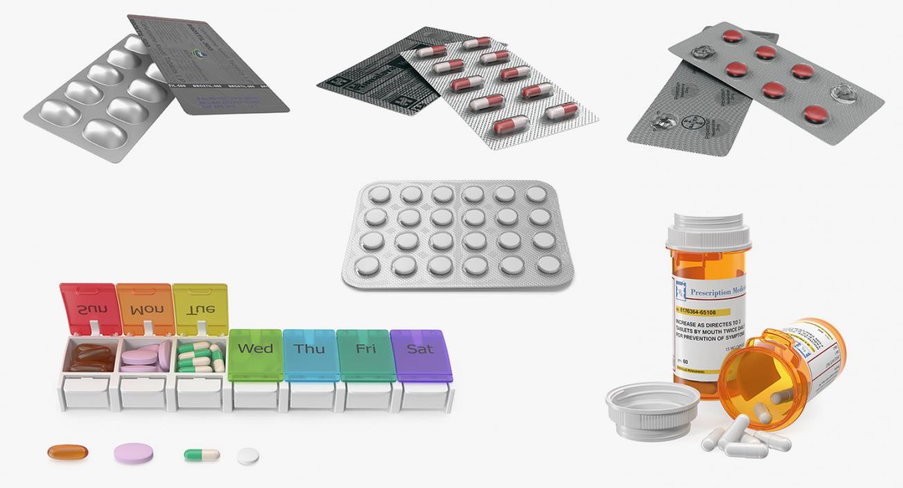 Pills Packs Collection 2 3D model