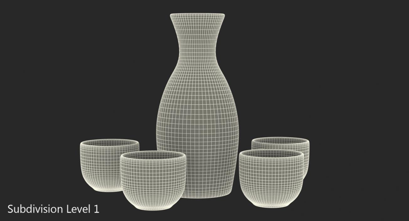 3D model Japanese Sake Service Set