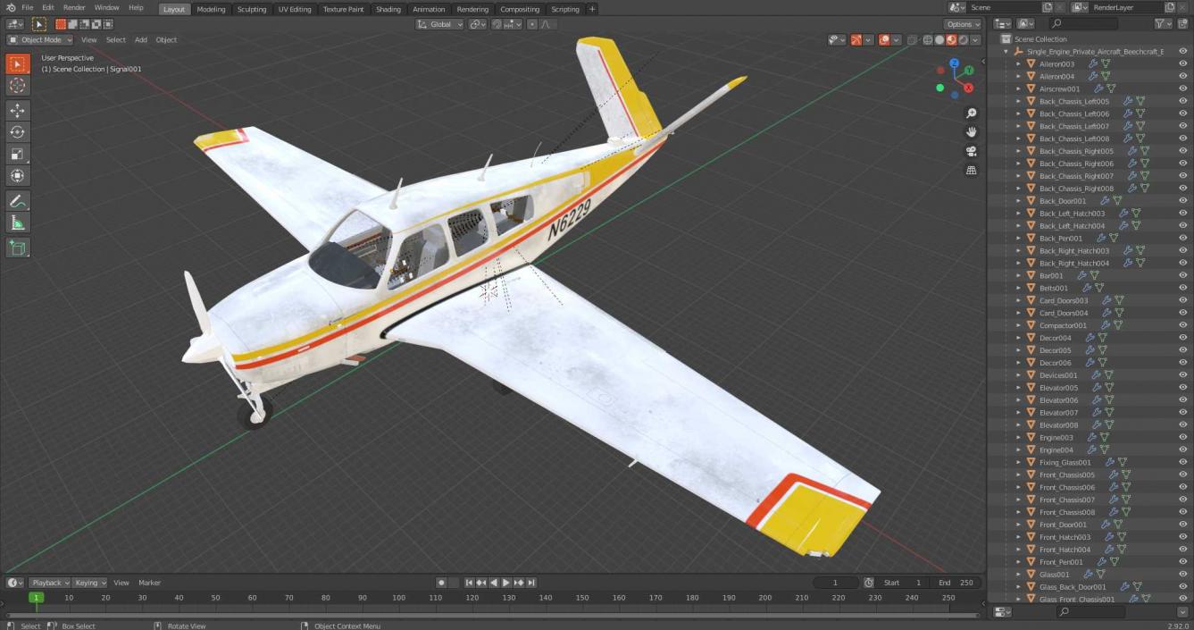 3D Single Engine Private Aircraft Beechcraft Bonanza S35 model