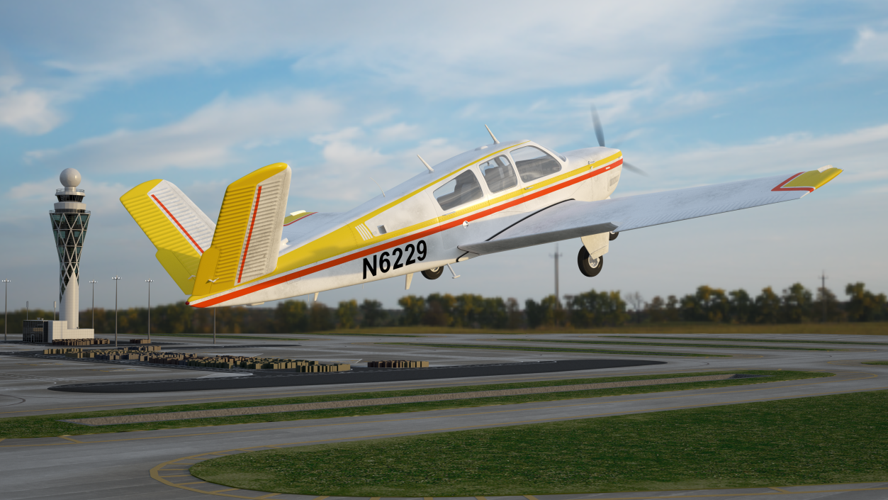 3D Single Engine Private Aircraft Beechcraft Bonanza S35 model