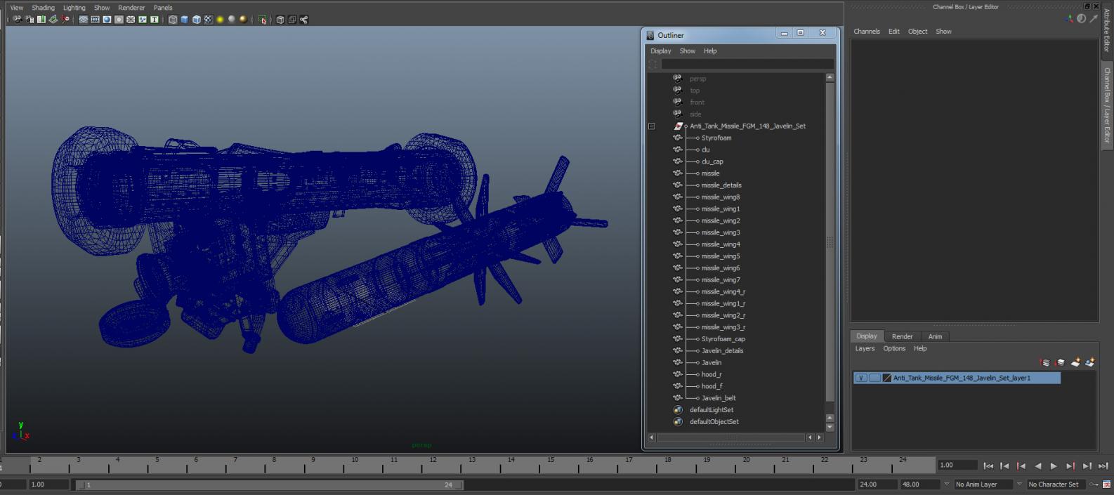 Anti Tank Missile FGM-148 Javelin Set 3D