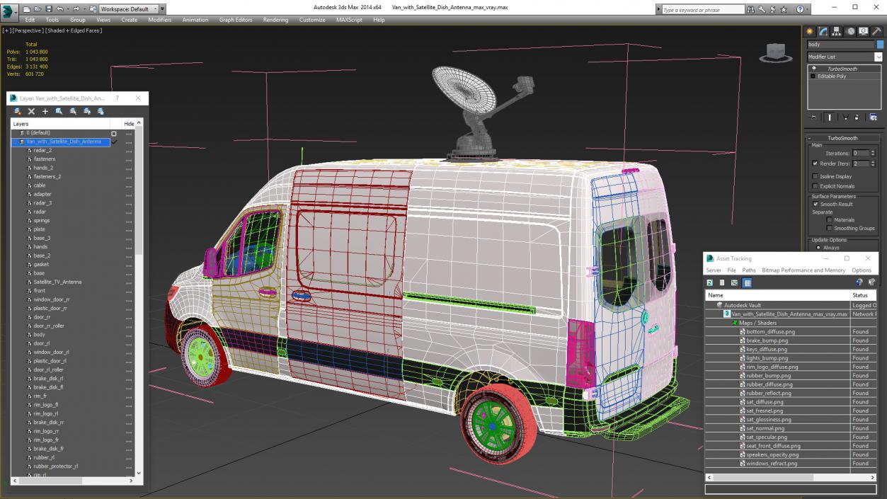 3D Van with Satellite Dish Antenna