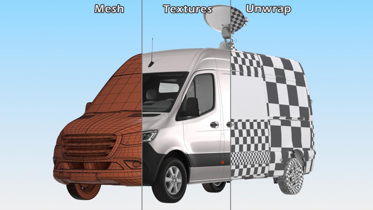 3D Van with Satellite Dish Antenna