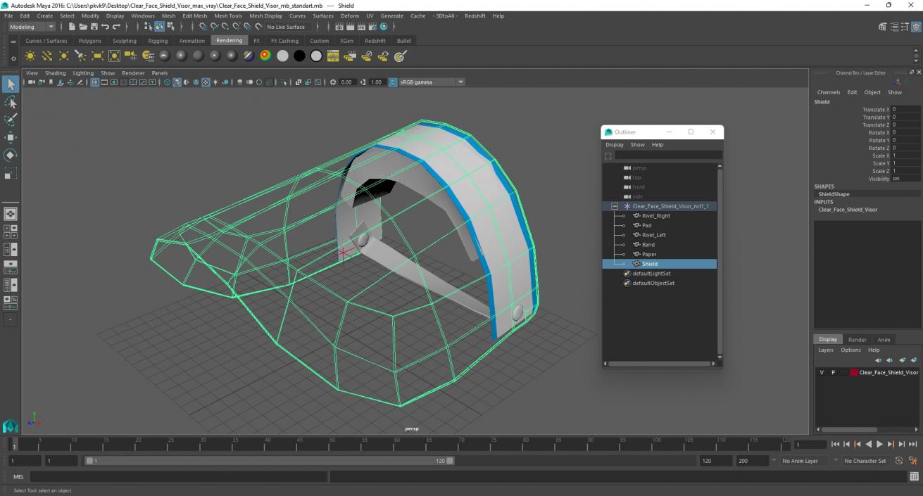 3D Clear Face Shield Visor model