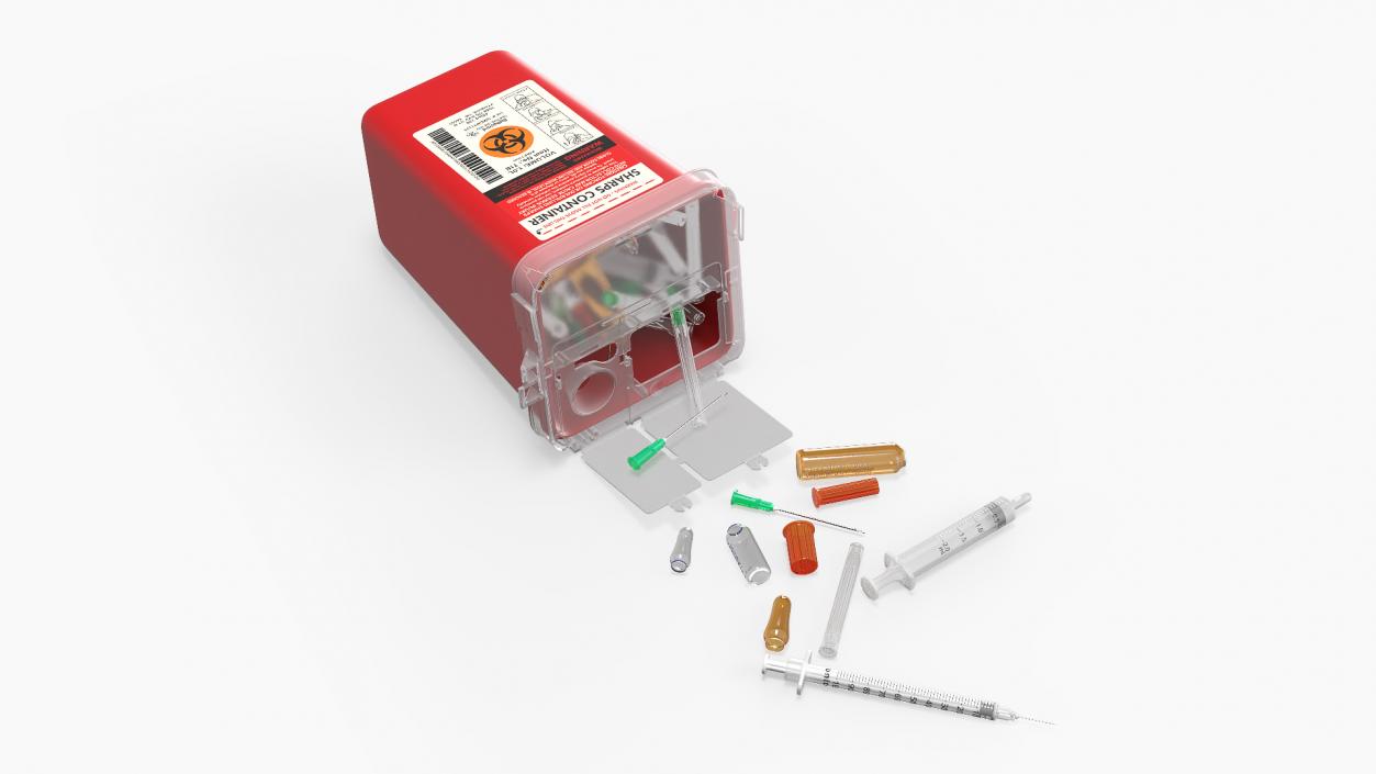 Medical Container with Sharps Scattered 3D model