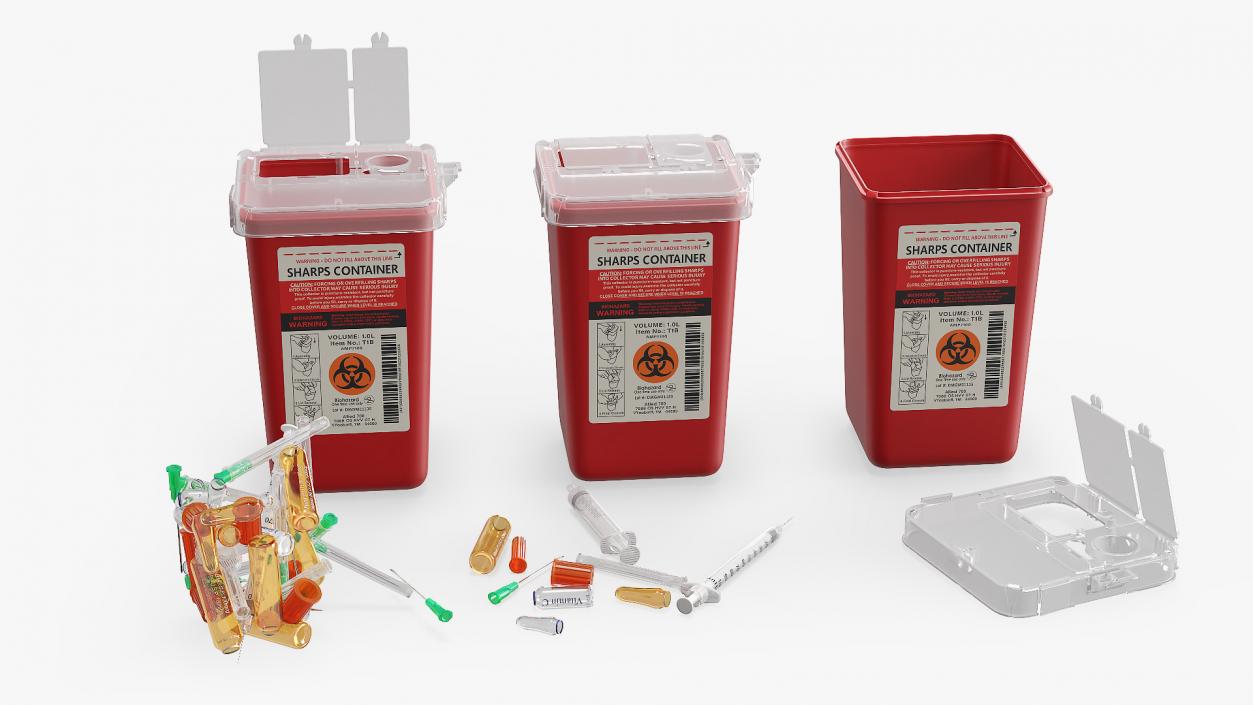 Medical Container with Sharps Scattered 3D model