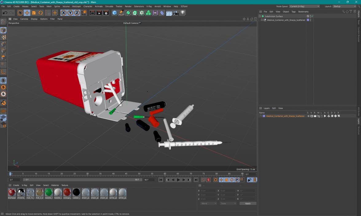 Medical Container with Sharps Scattered 3D model