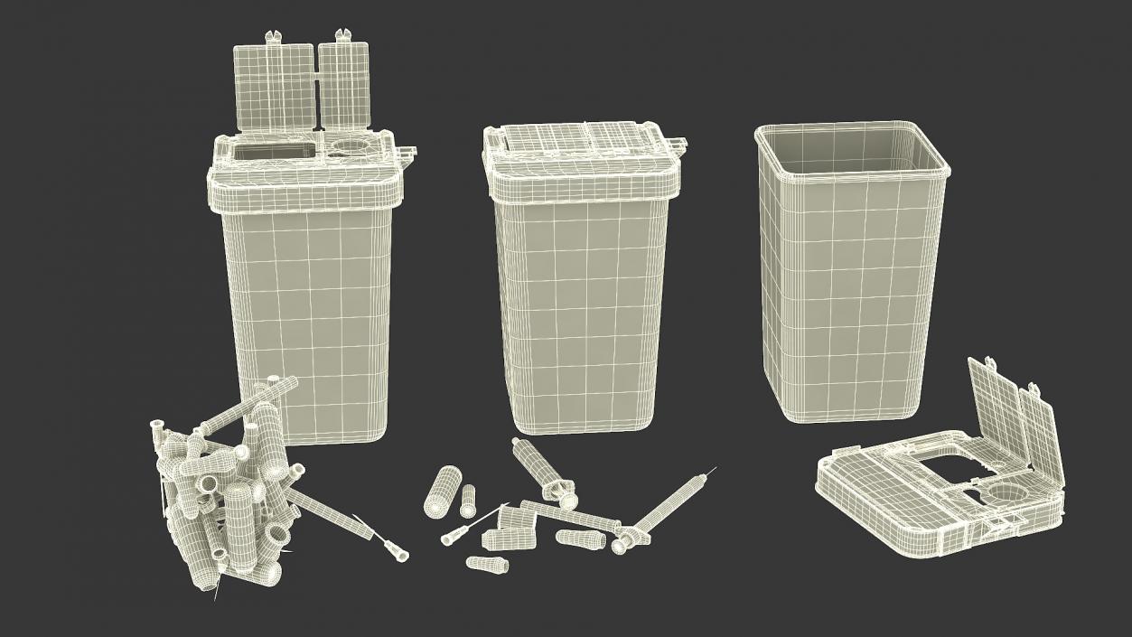 Medical Container with Sharps Scattered 3D model