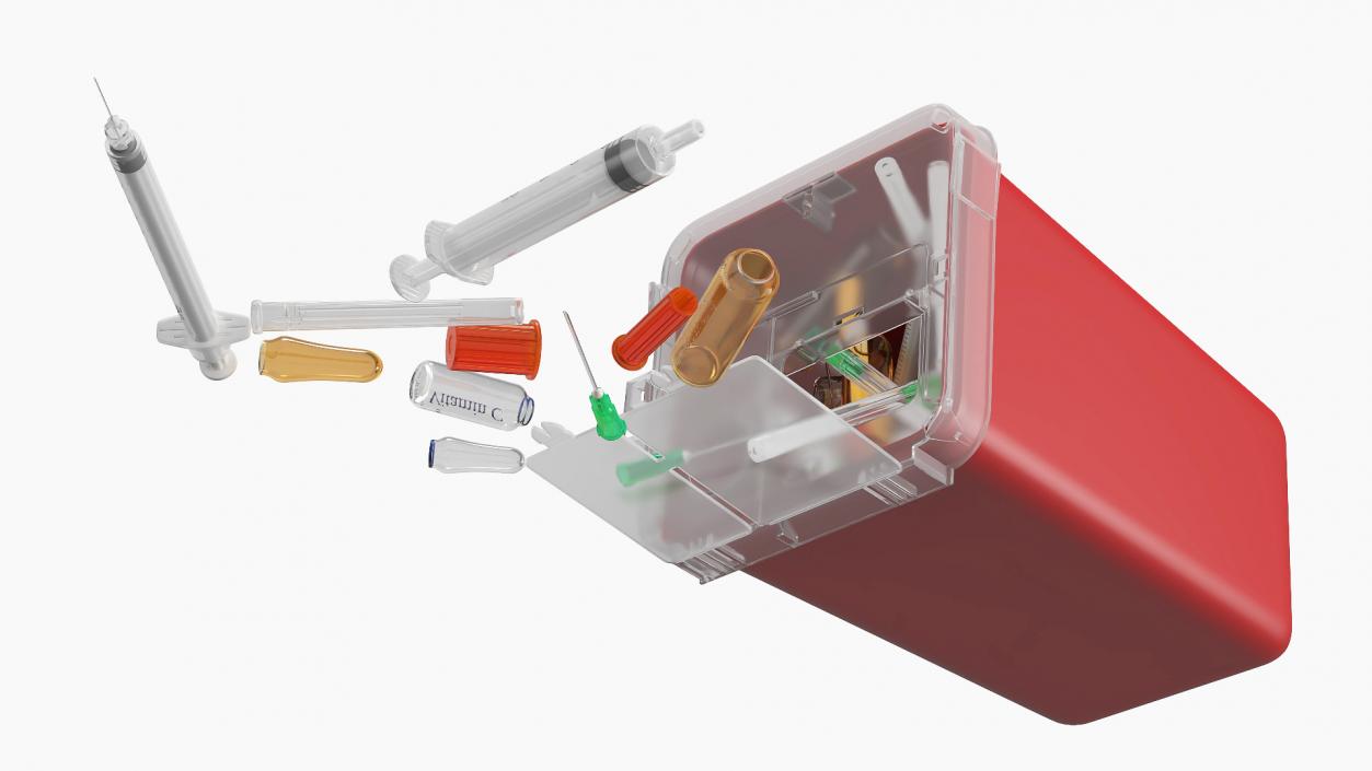 Medical Container with Sharps Scattered 3D model