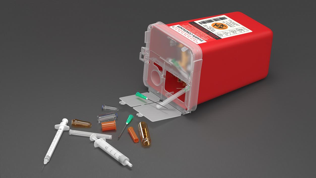 Medical Container with Sharps Scattered 3D model