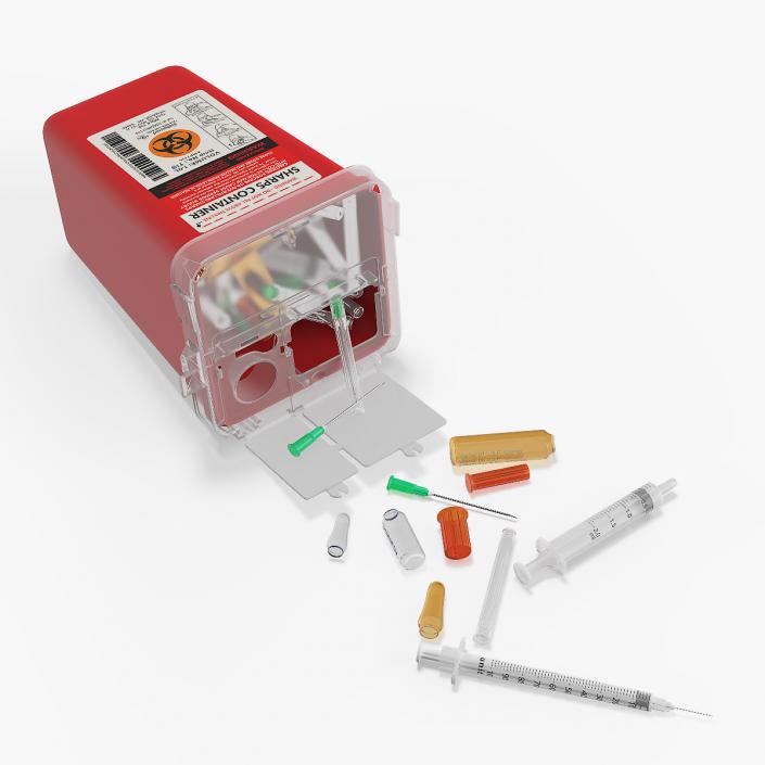 Medical Container with Sharps Scattered 3D model