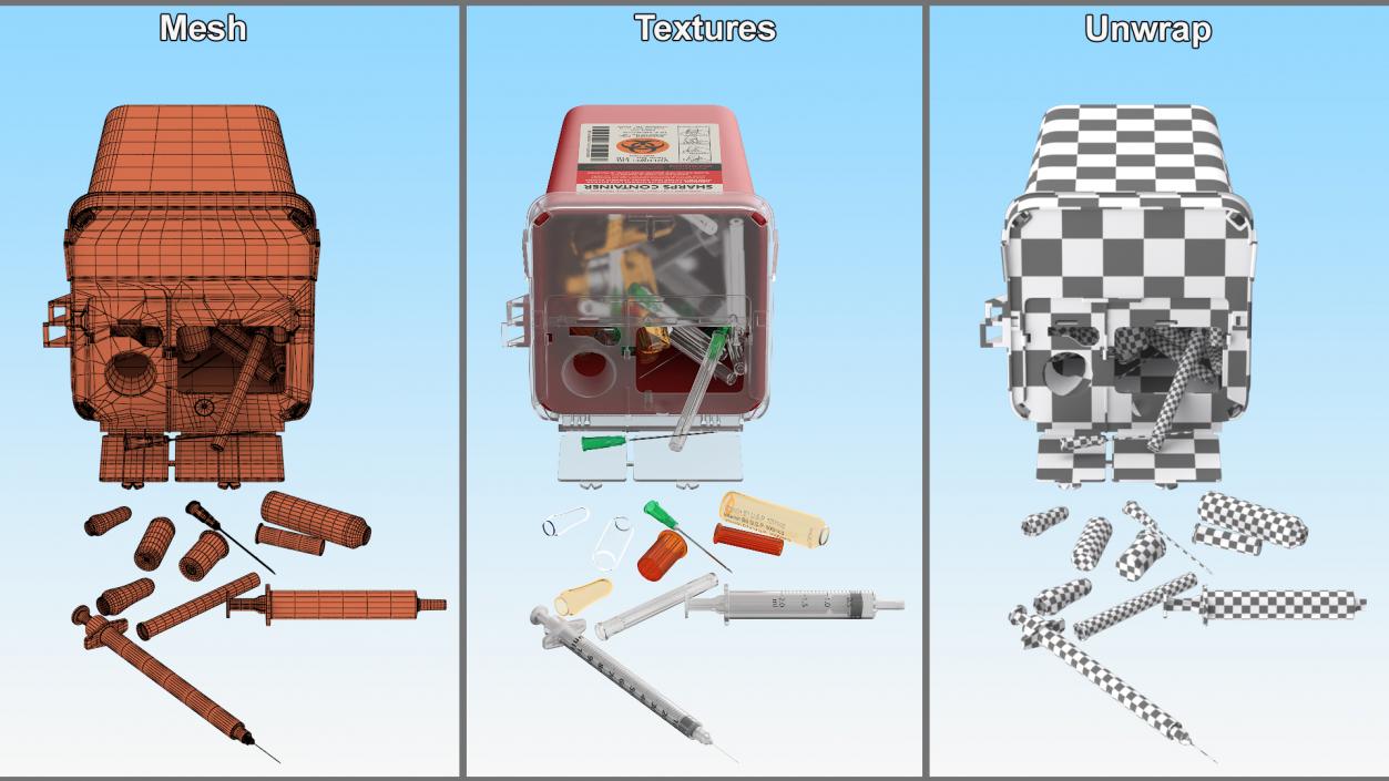 Medical Container with Sharps Scattered 3D model