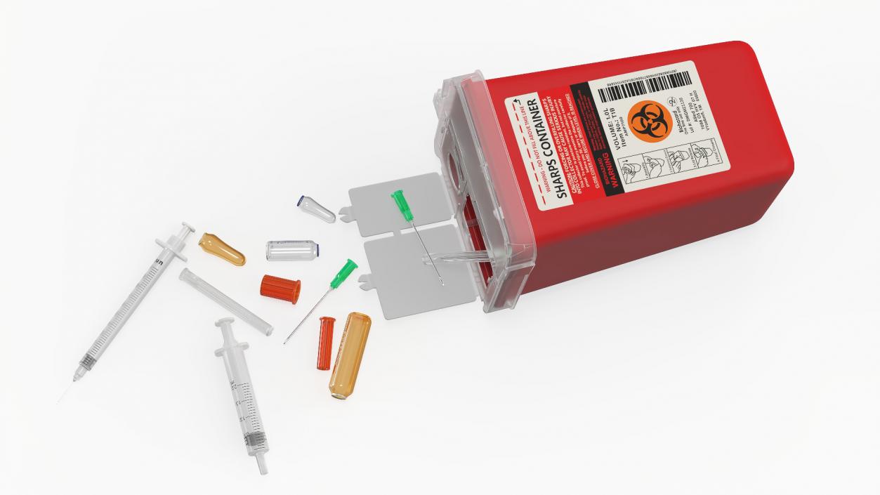 Medical Container with Sharps Scattered 3D model