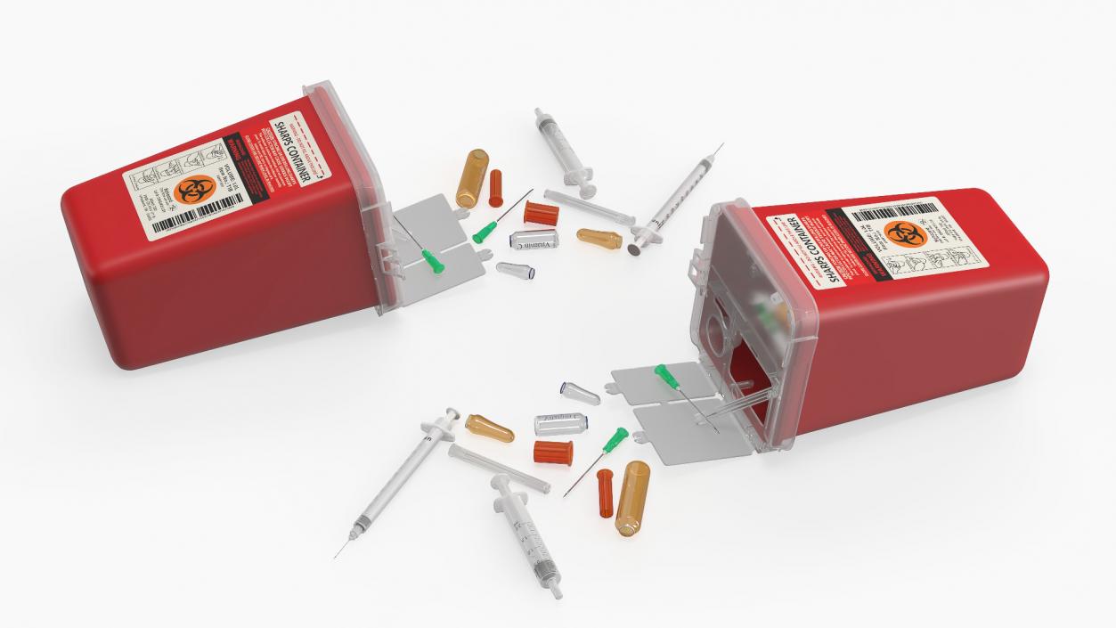 Medical Container with Sharps Scattered 3D model