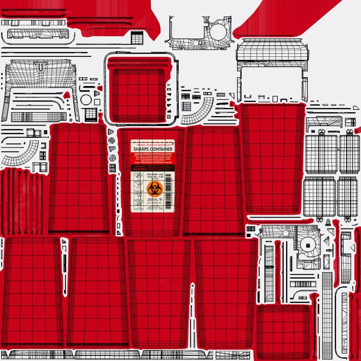 Medical Container with Sharps Scattered 3D model