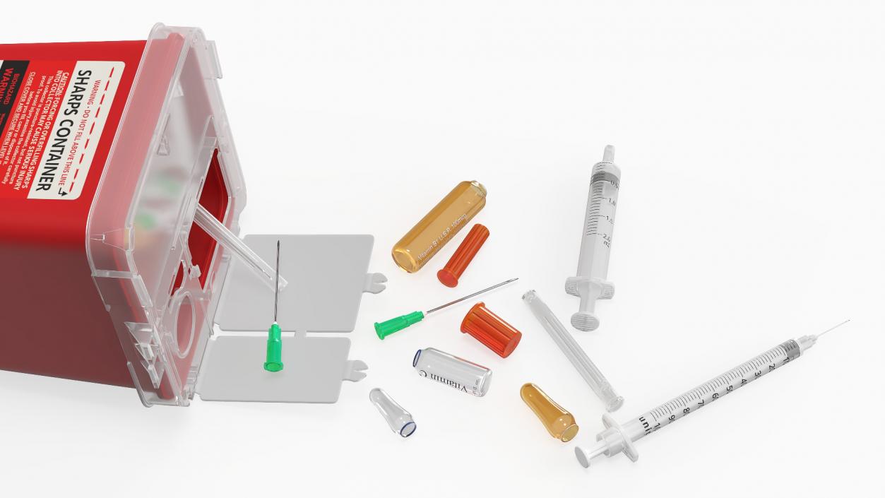 Medical Container with Sharps Scattered 3D model