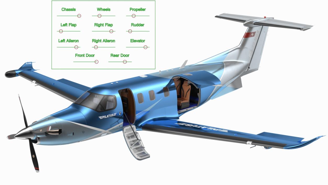 3D Pilatus PC12 NGX Business Plane Rigged model