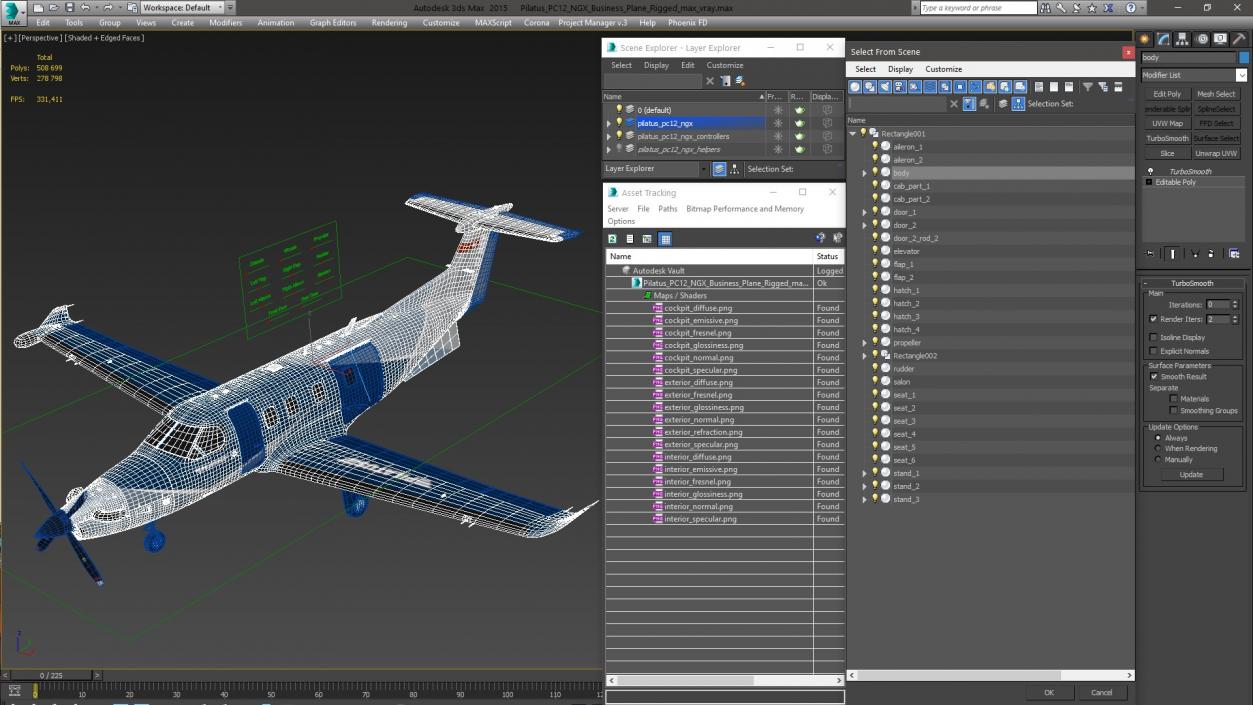 3D Pilatus PC12 NGX Business Plane Rigged model