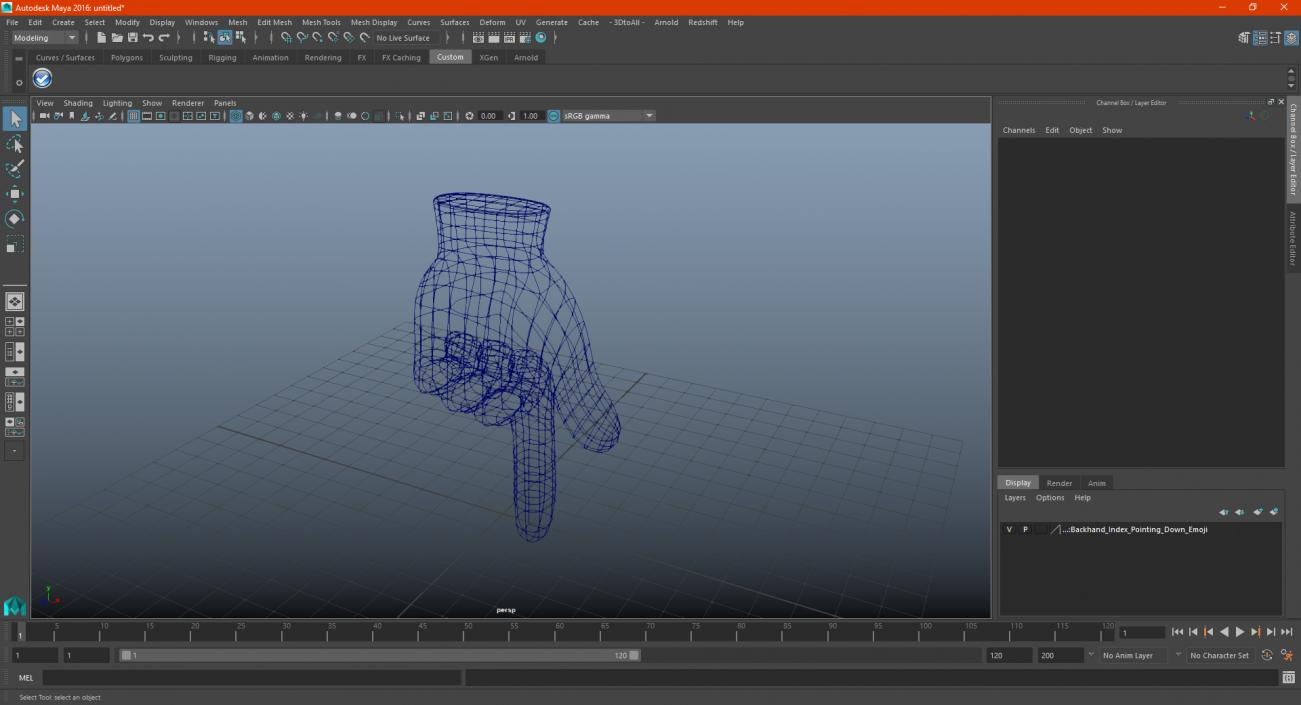 Backhand Index Pointing Down Emoji 3D model