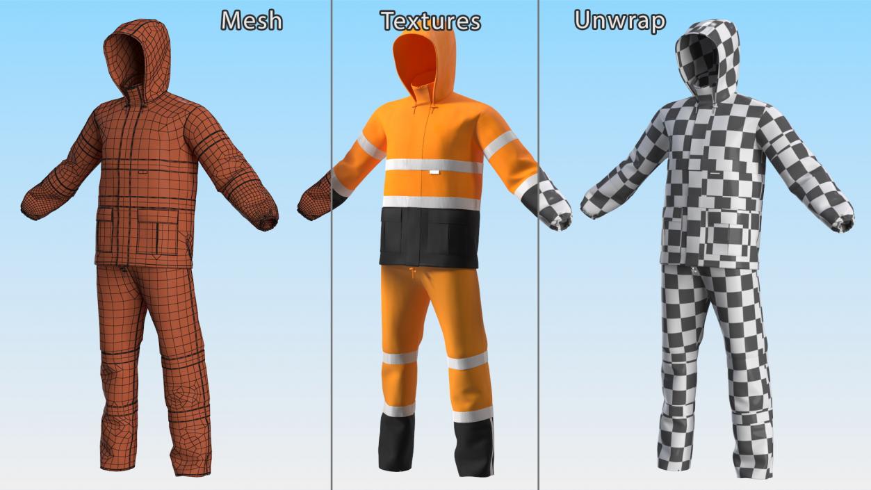 3D model High Visibility Rain Suit