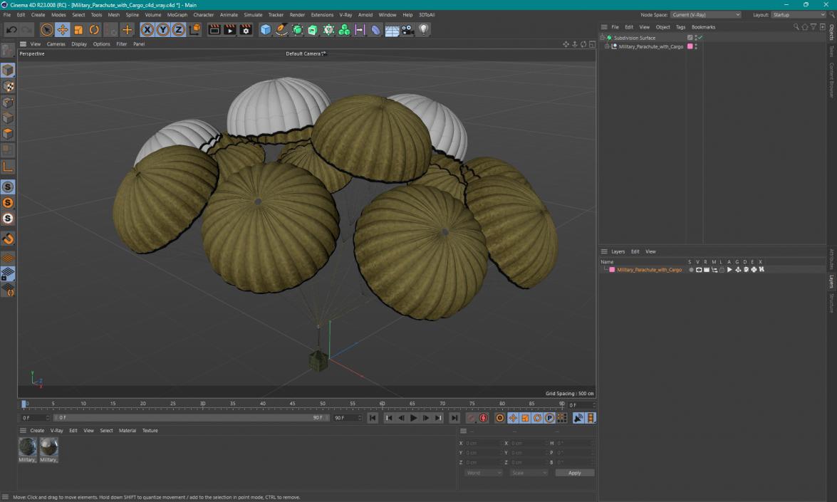 Military Parachute with Cargo 3D model