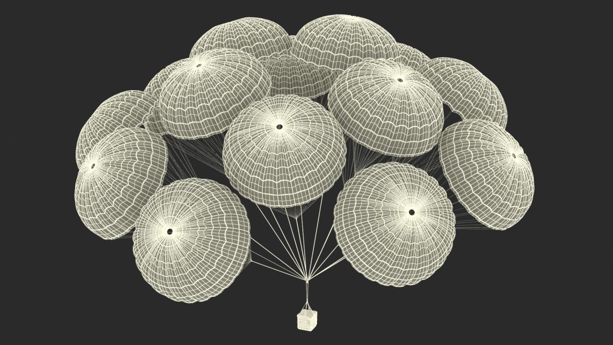 Military Parachute with Cargo 3D model