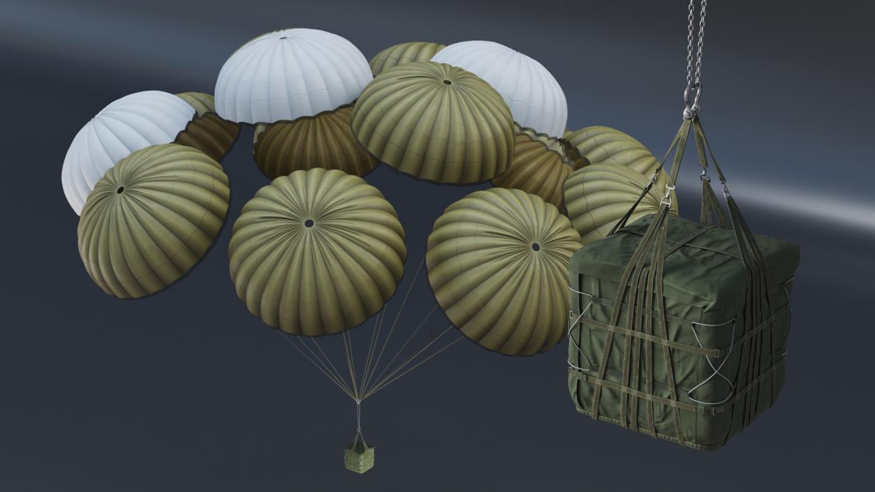 Military Parachute with Cargo 3D model