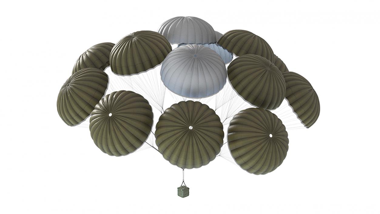 Military Parachute with Cargo 3D model