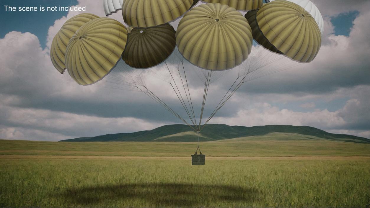 Military Parachute with Cargo 3D model