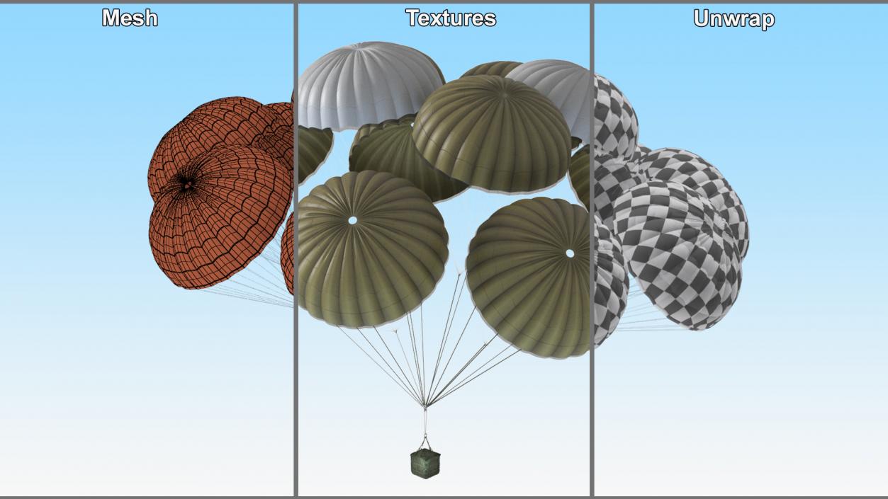 Military Parachute with Cargo 3D model