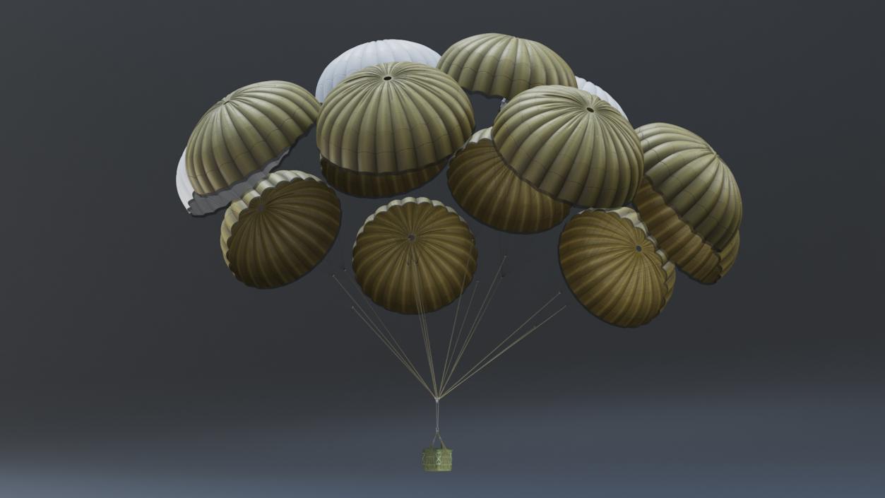 Military Parachute with Cargo 3D model