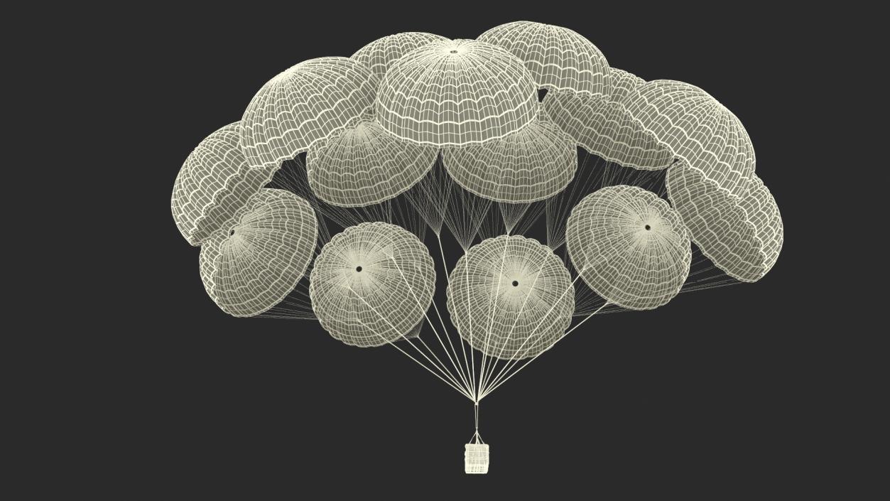 Military Parachute with Cargo 3D model