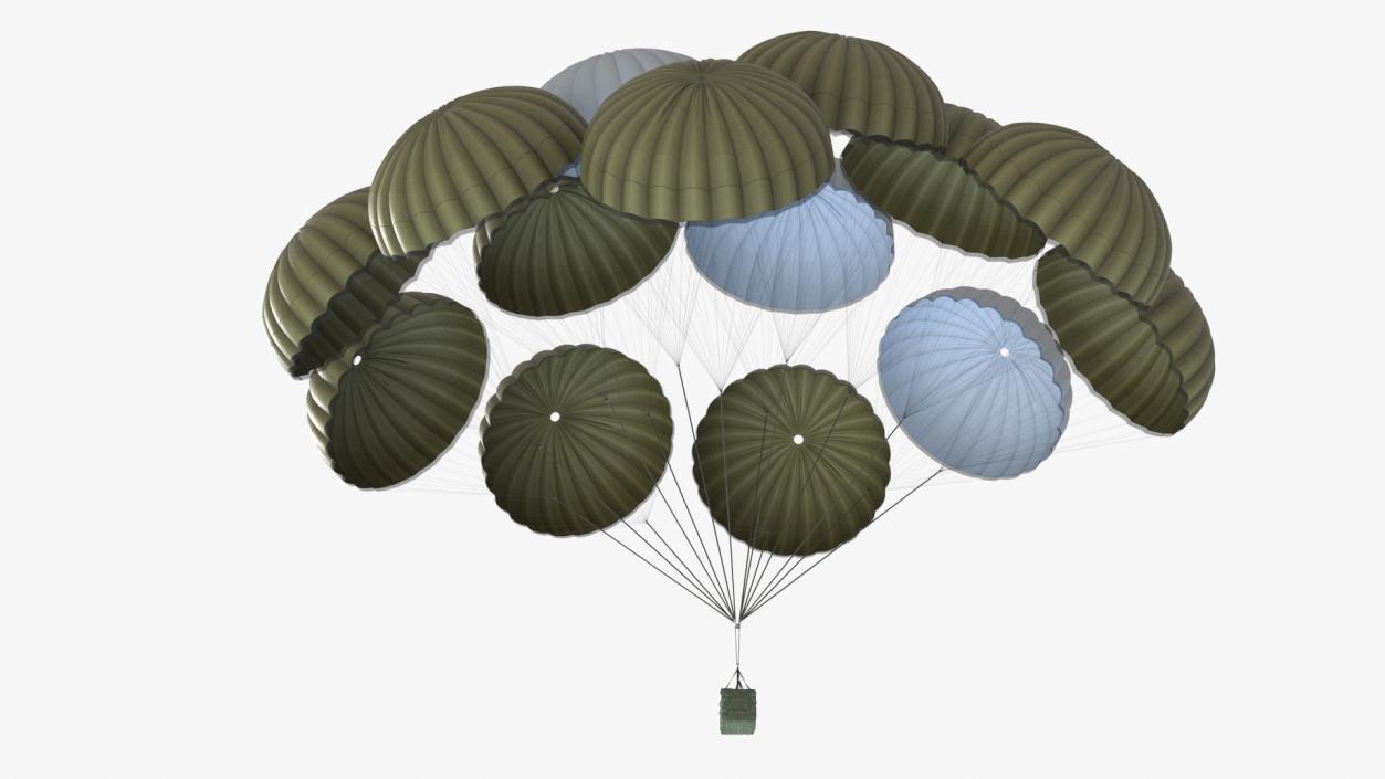 Military Parachute with Cargo 3D model