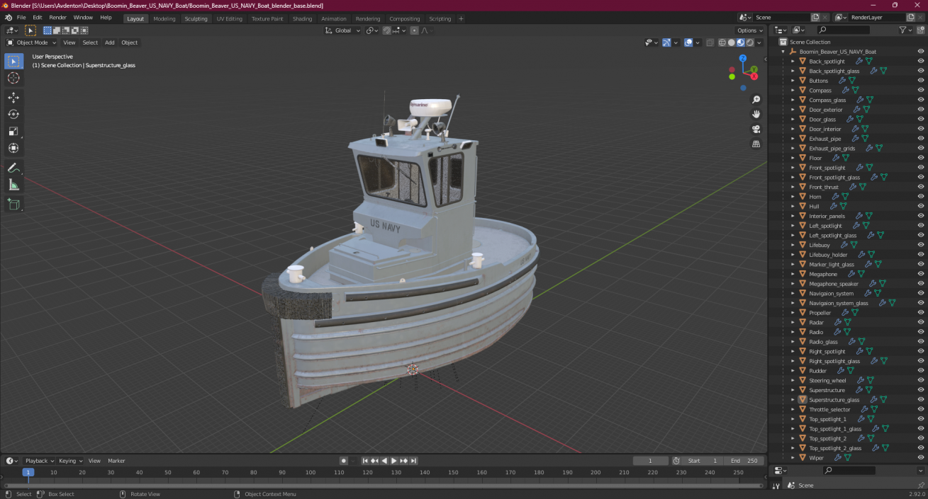 3D Boomin Beaver US NAVY Boat