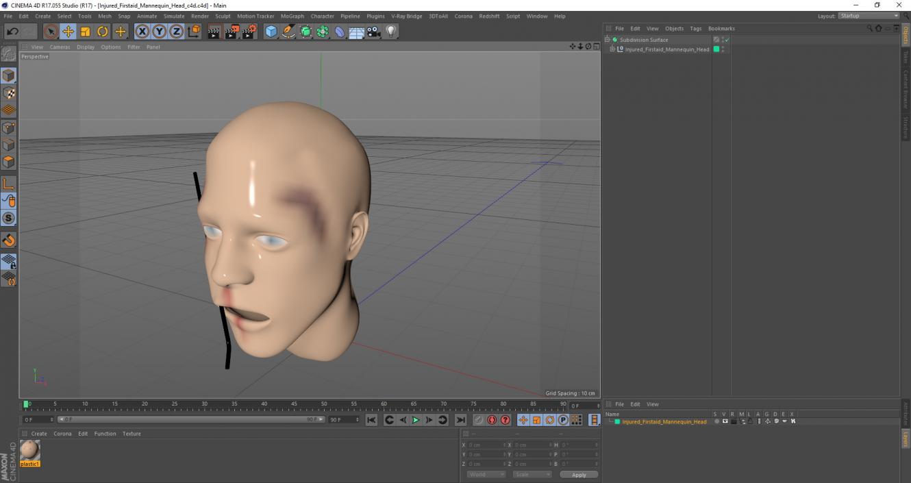 3D Injured Firstaid Mannequin Head