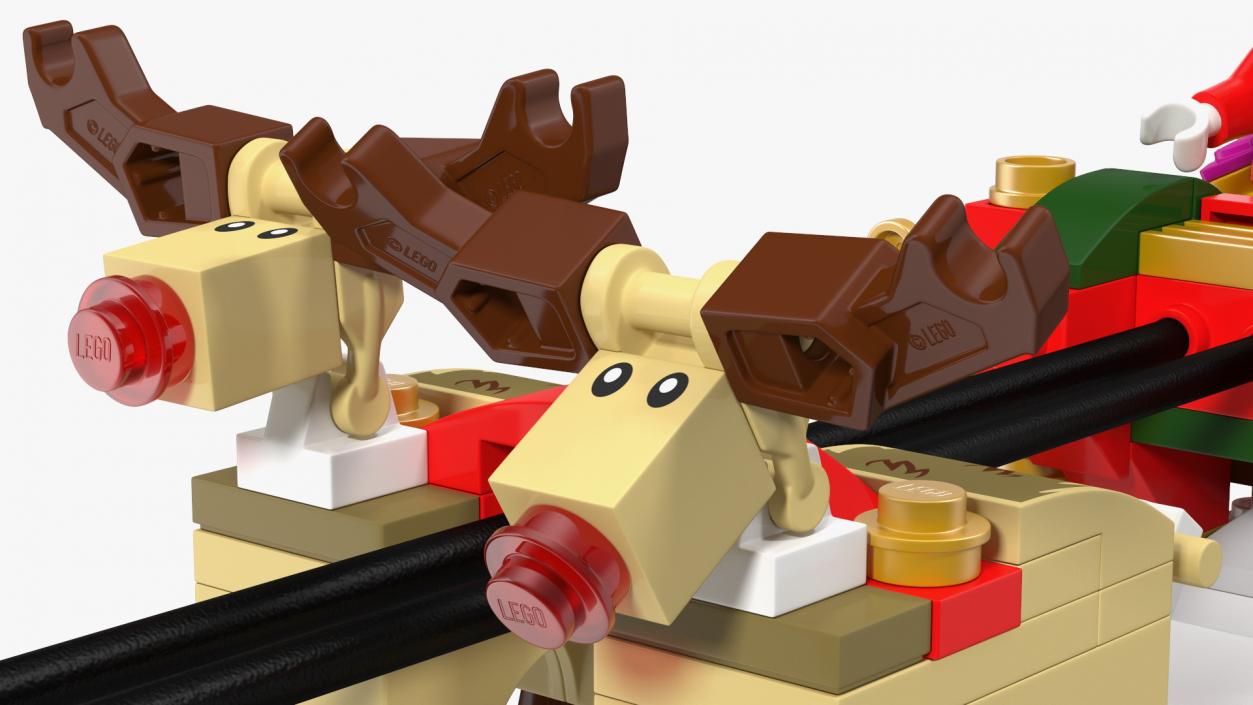 3D model Lego Sleigh with Reindeers and Santa Set