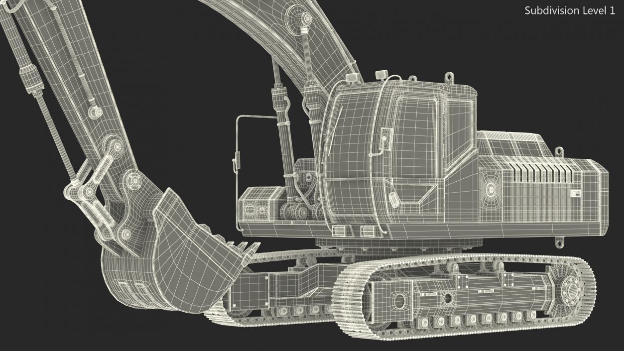 3D model Large Hydraulic Tracked Excavator Rigged