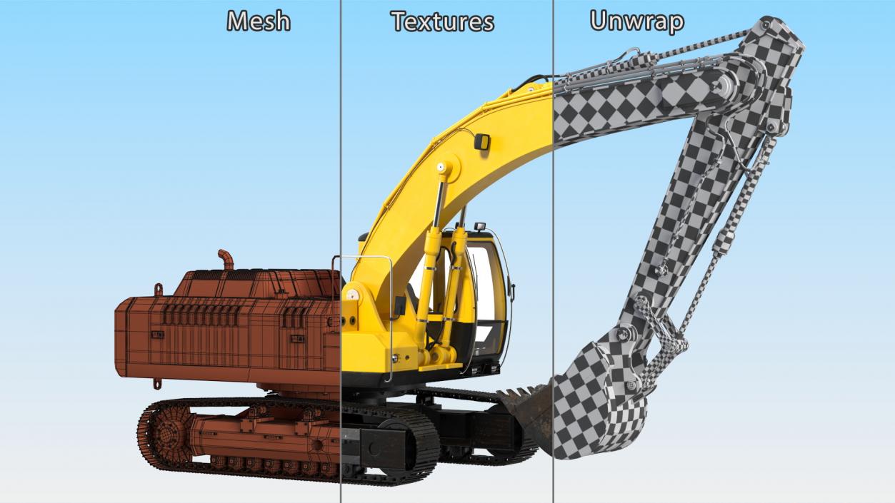 3D model Large Hydraulic Tracked Excavator Rigged