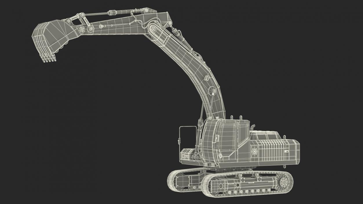 3D model Large Hydraulic Tracked Excavator Rigged