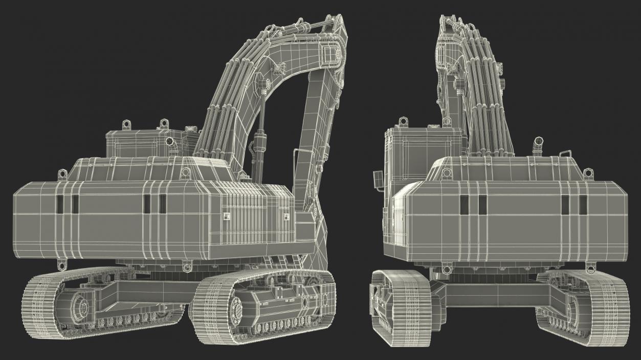 3D model Large Hydraulic Tracked Excavator Rigged