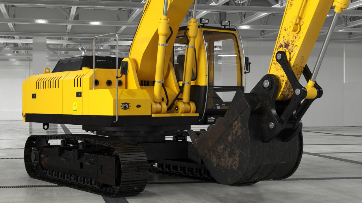 3D model Large Hydraulic Tracked Excavator Rigged