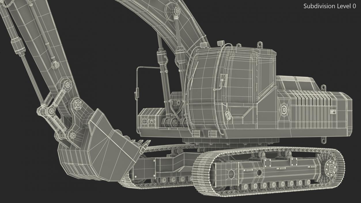 3D model Large Hydraulic Tracked Excavator Rigged