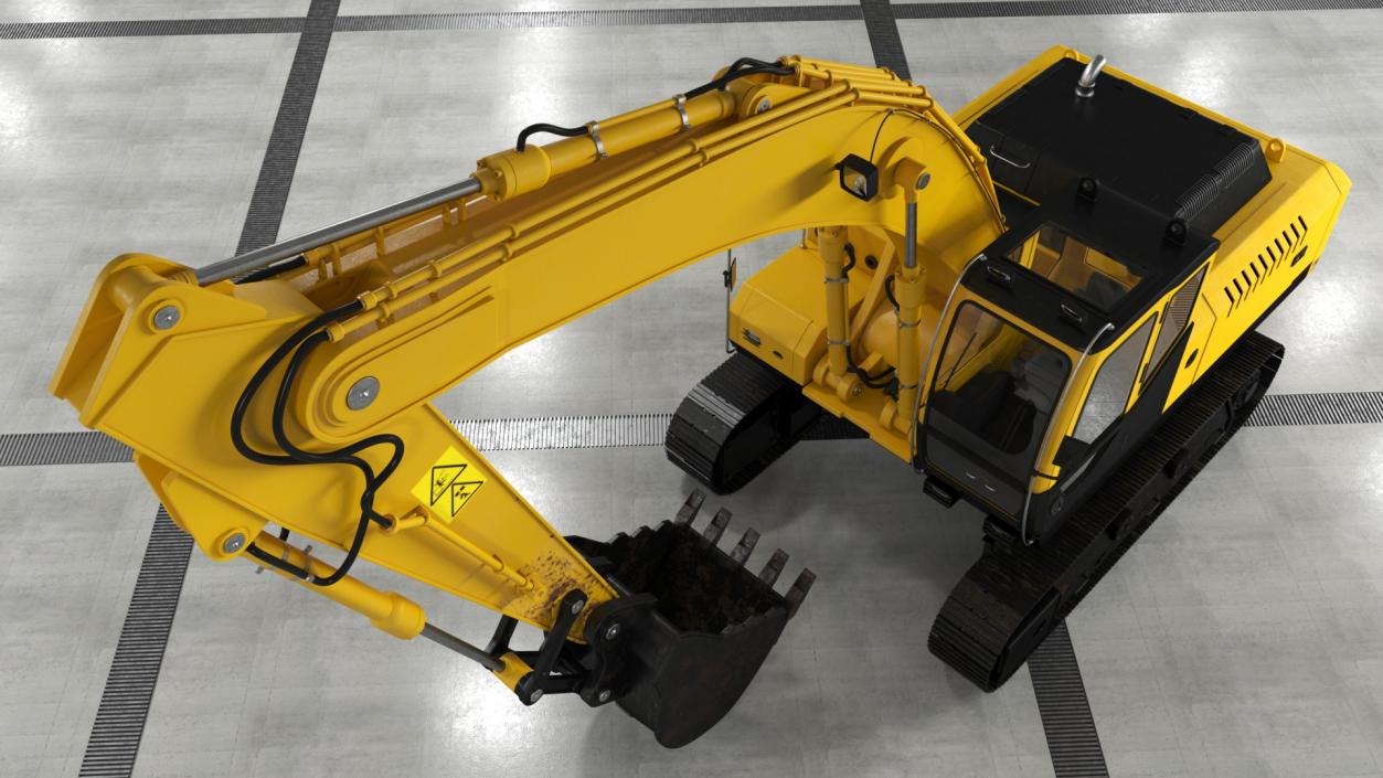 3D model Large Hydraulic Tracked Excavator Rigged