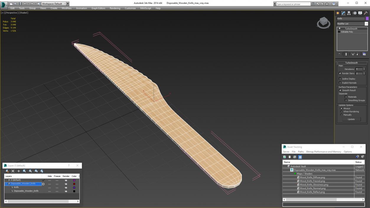 3D Disposable Wooden Knife model